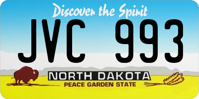 ND license plate JVC993