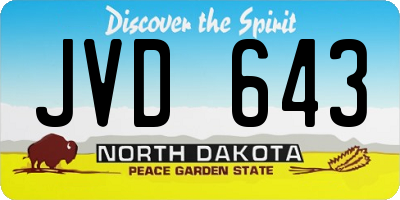 ND license plate JVD643
