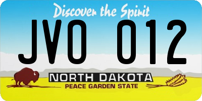 ND license plate JVO012
