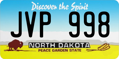 ND license plate JVP998