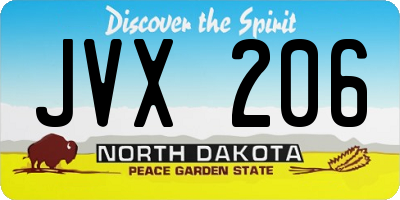 ND license plate JVX206