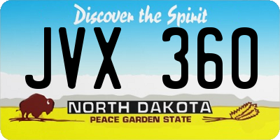 ND license plate JVX360