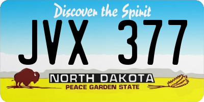 ND license plate JVX377