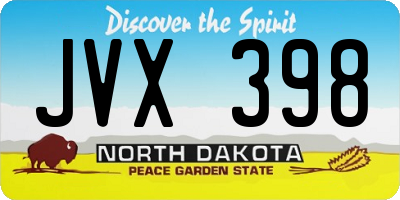 ND license plate JVX398