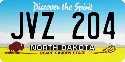 ND license plate JVZ204