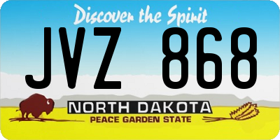 ND license plate JVZ868