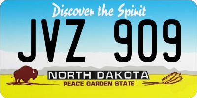ND license plate JVZ909