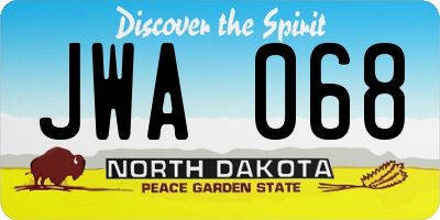 ND license plate JWA068