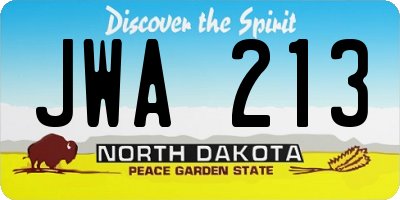 ND license plate JWA213