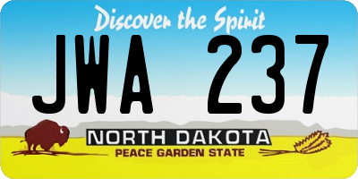 ND license plate JWA237
