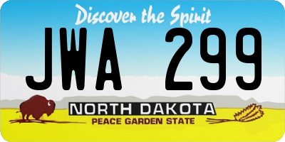 ND license plate JWA299
