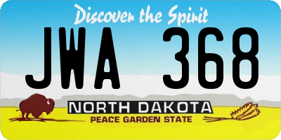 ND license plate JWA368