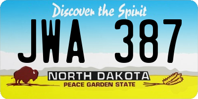 ND license plate JWA387