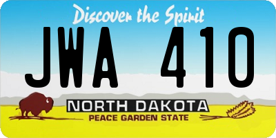 ND license plate JWA410
