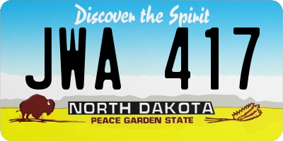 ND license plate JWA417