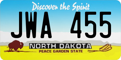 ND license plate JWA455