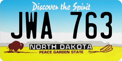 ND license plate JWA763