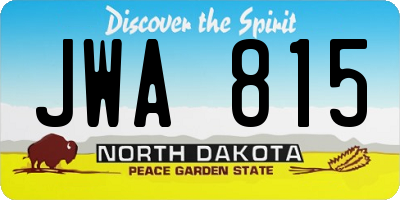 ND license plate JWA815