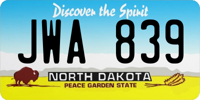 ND license plate JWA839