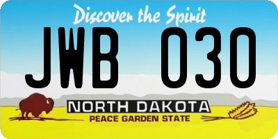 ND license plate JWB030