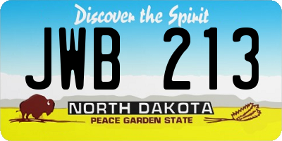 ND license plate JWB213