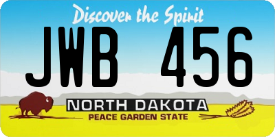 ND license plate JWB456