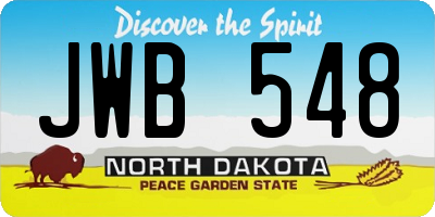 ND license plate JWB548
