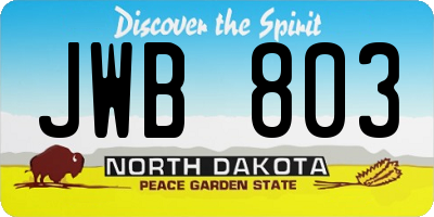 ND license plate JWB803
