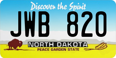 ND license plate JWB820