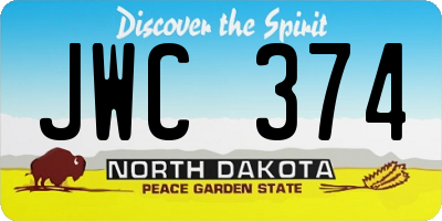 ND license plate JWC374