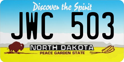 ND license plate JWC503