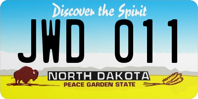 ND license plate JWD011