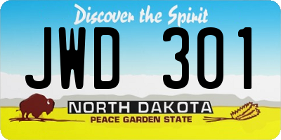 ND license plate JWD301