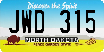 ND license plate JWD315