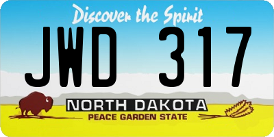 ND license plate JWD317