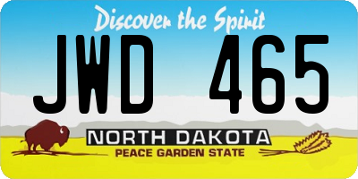 ND license plate JWD465