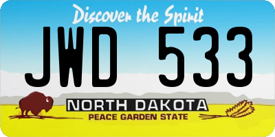 ND license plate JWD533