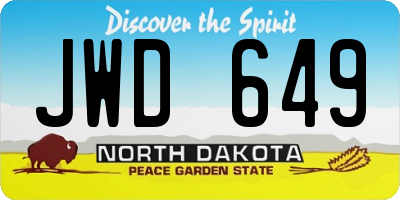 ND license plate JWD649