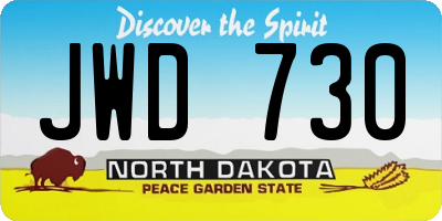 ND license plate JWD730