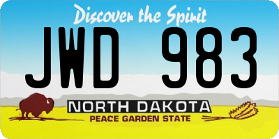 ND license plate JWD983