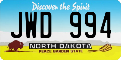 ND license plate JWD994
