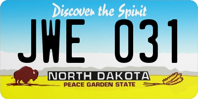 ND license plate JWE031