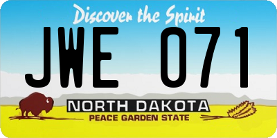 ND license plate JWE071