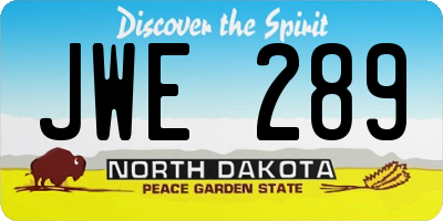 ND license plate JWE289
