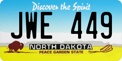 ND license plate JWE449