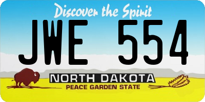 ND license plate JWE554