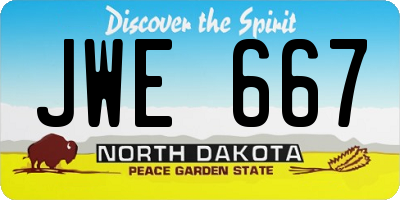 ND license plate JWE667