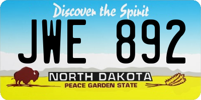 ND license plate JWE892