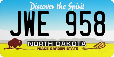 ND license plate JWE958