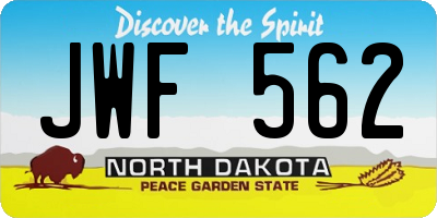 ND license plate JWF562